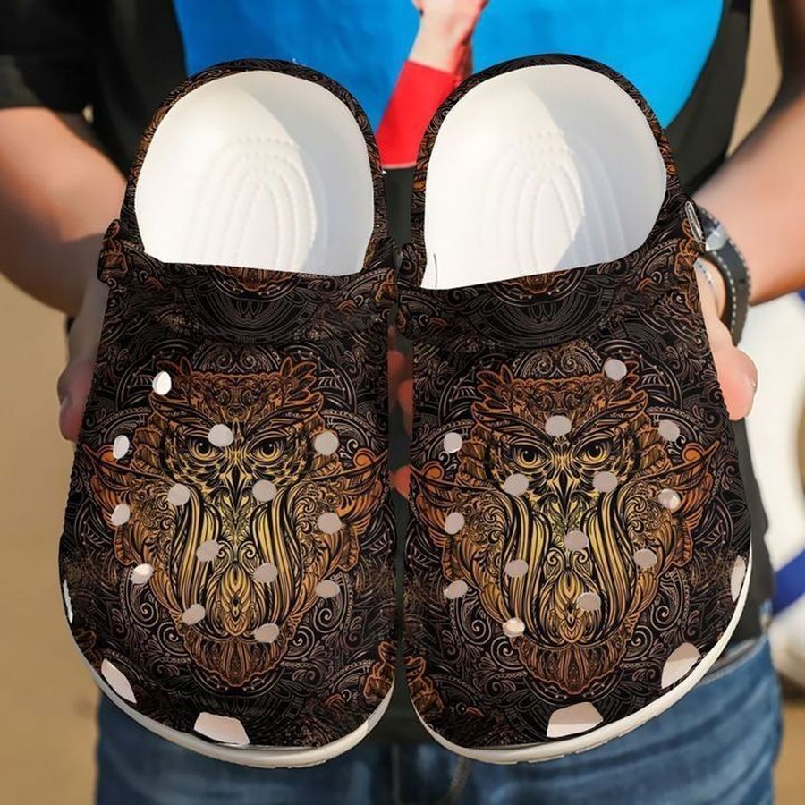 Owl Ancient Pattern Sku 1728 Crocs Crocband Clog Comfortable For Mens Womens Classic Clog Water Shoes