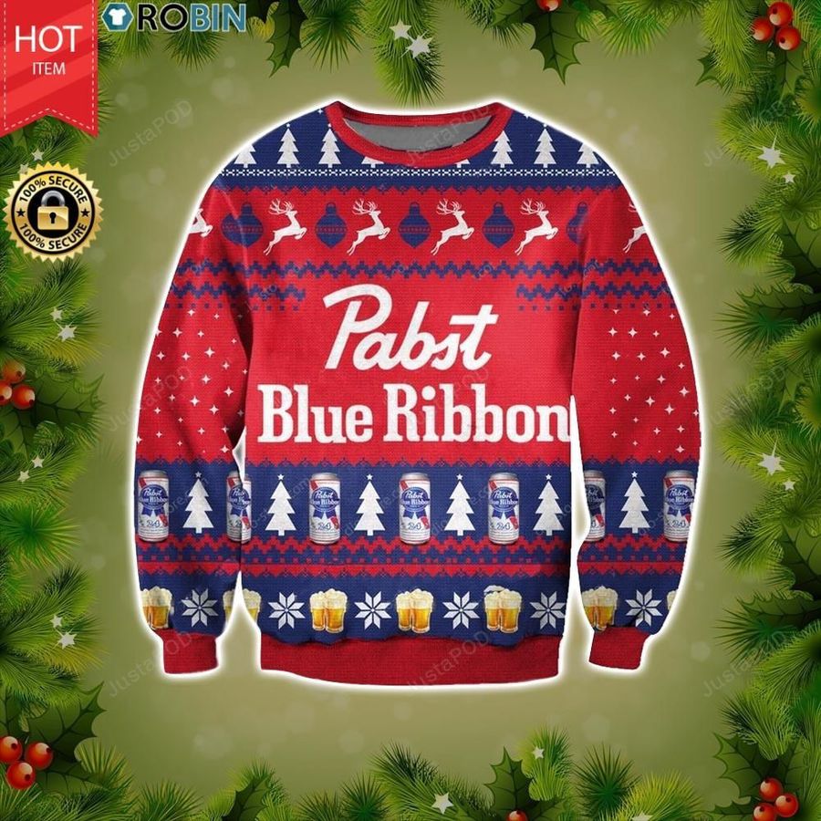 Pabst Blue Ribbon Beer Ugly Christmas Sweater All Over Print