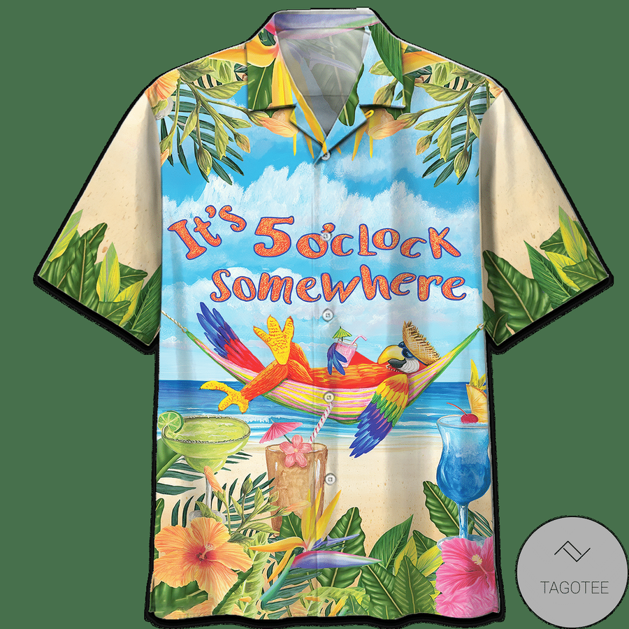 Parrot Its Five Oclock Somewhere Hawaiian Shirt Short.png