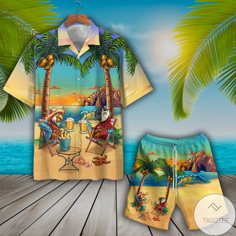 Parrot Party On The Beach Hawaiian Shirt.png