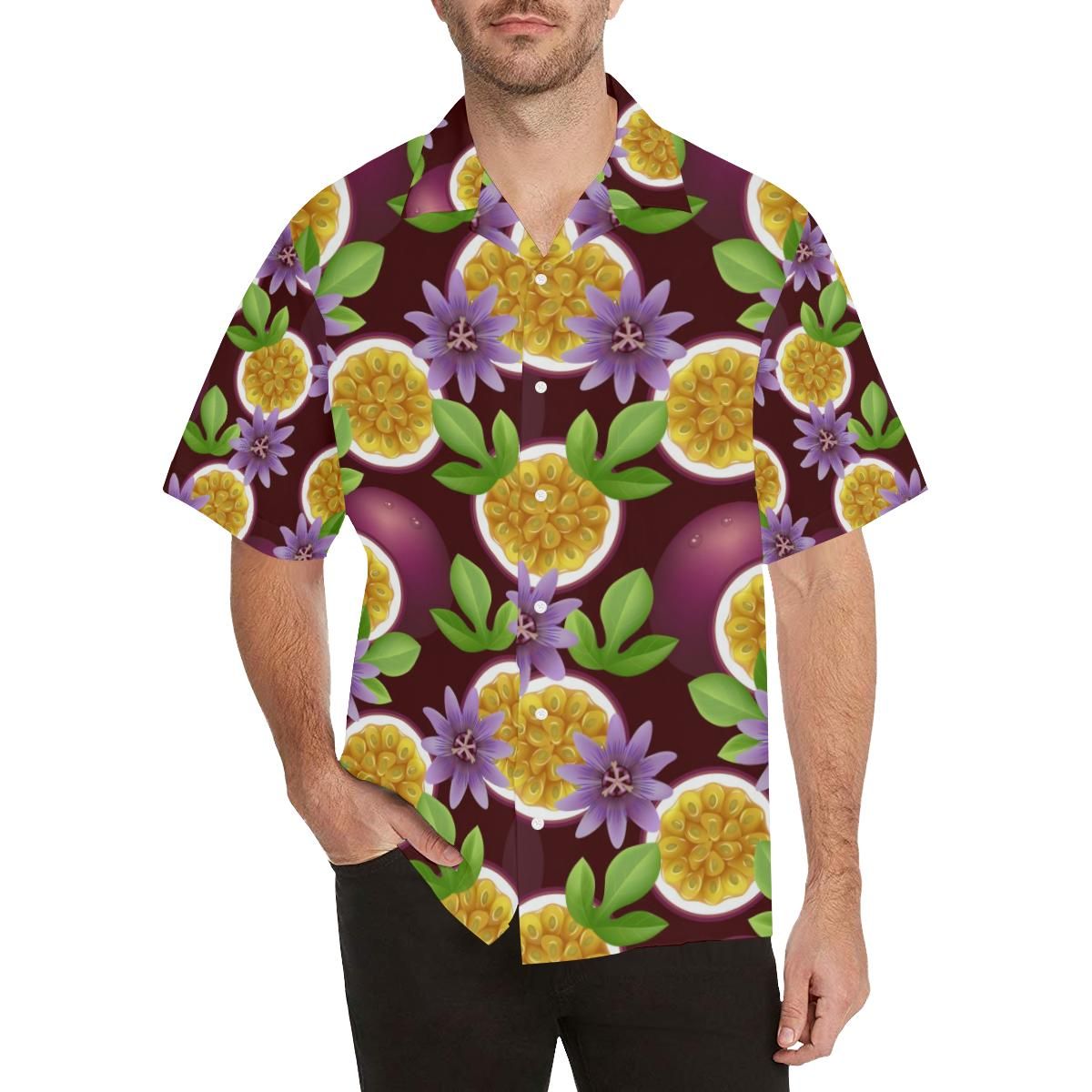 Passion Fruit Sliced Pattern Men’s All Over Print Hawaiian Shirt