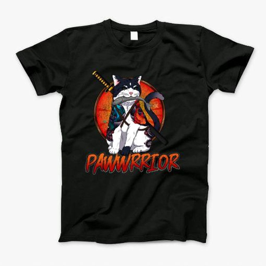 Pawwrrior Samurai Cat Warrior T-Shirt, Tshirt, Hoodie, Sweatshirt, Long Sleeve, Youth, Personalized shirt, funny shirts, gift shirts, Graphic Tee