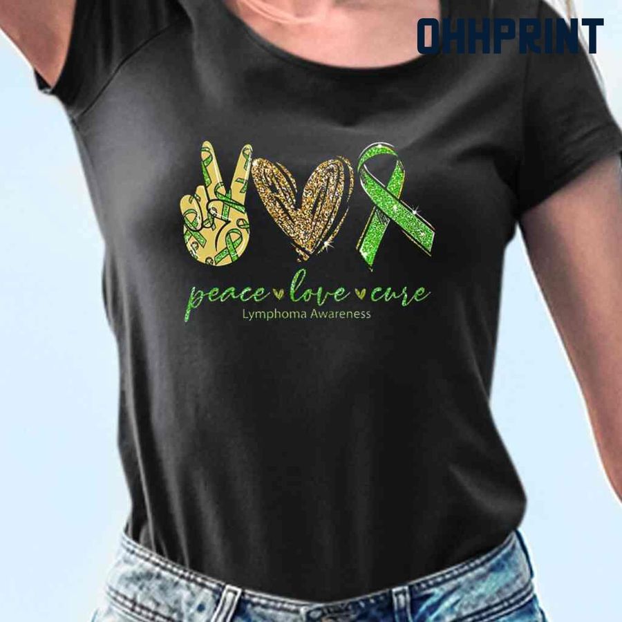 Peace Love Cure Lymphoma Awareness Tshirts Black