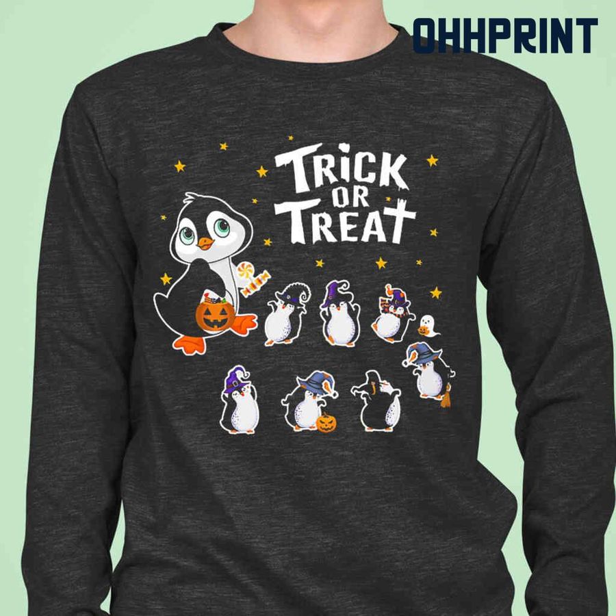 Penguin Trick Or Treat Halloween Tshirts Black