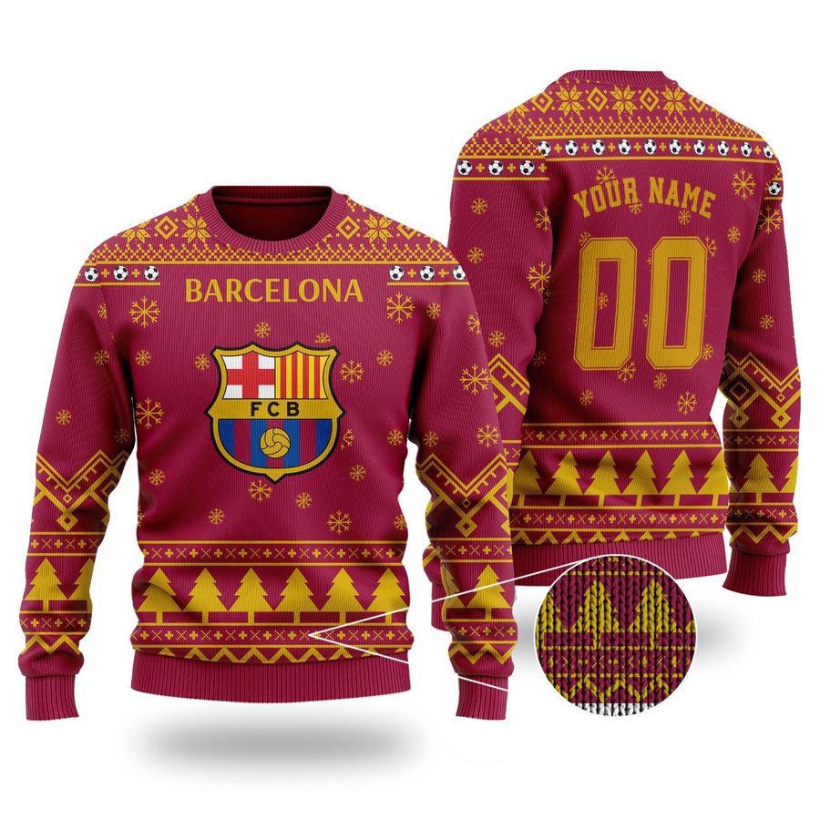 Personalized Custom Name And Number Barcelona Christmas For Fans Ugly