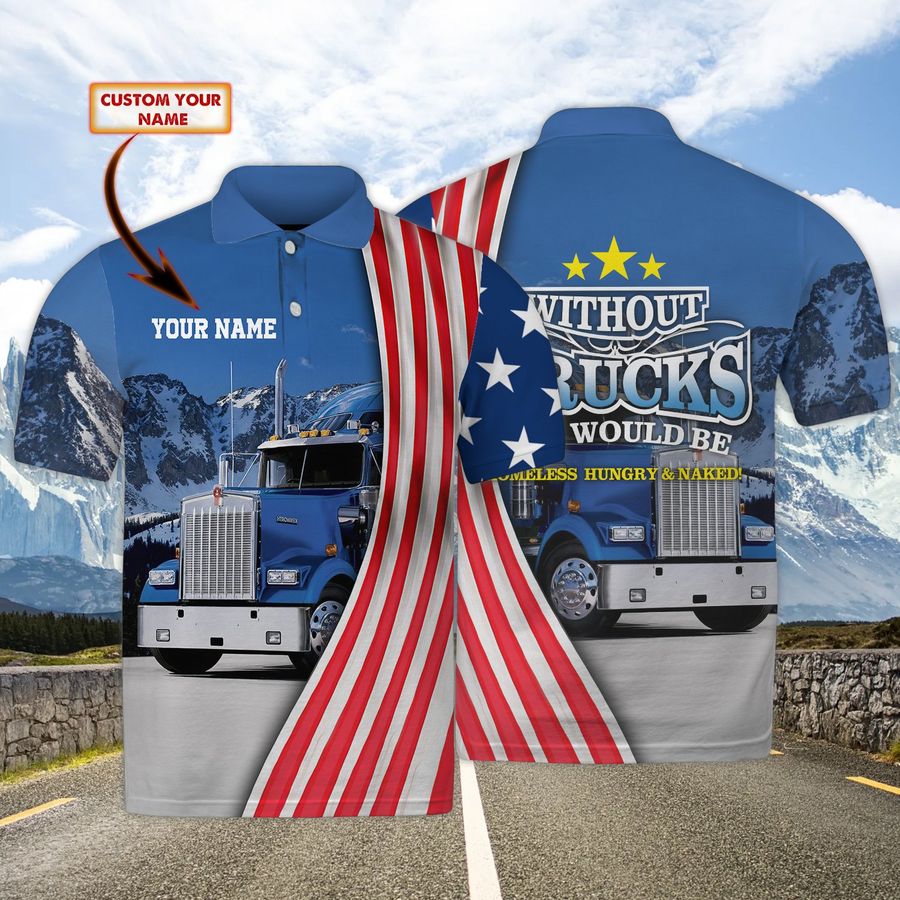 Personalized Name Trucker snow mountain 3D Polo Shirt