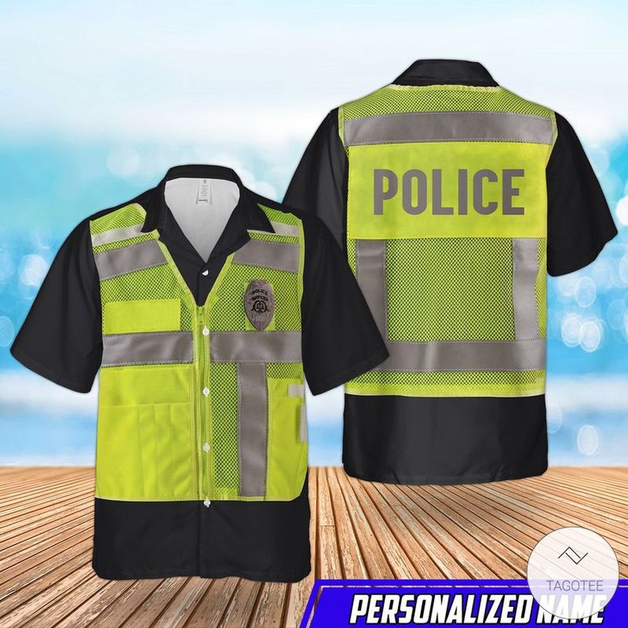 Personalized Us Police High Visibility Identification Vest Hawaiian Shirt