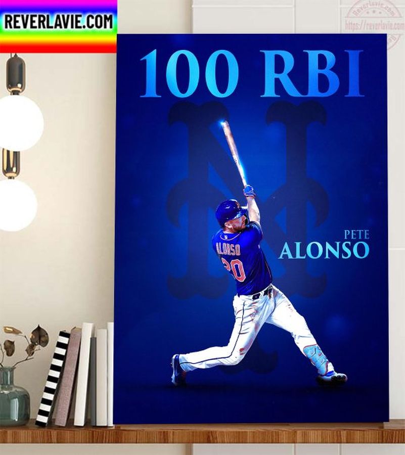 Pete Alonso 100 RBI In New York Mets MLB Home Decor Poster Canvas