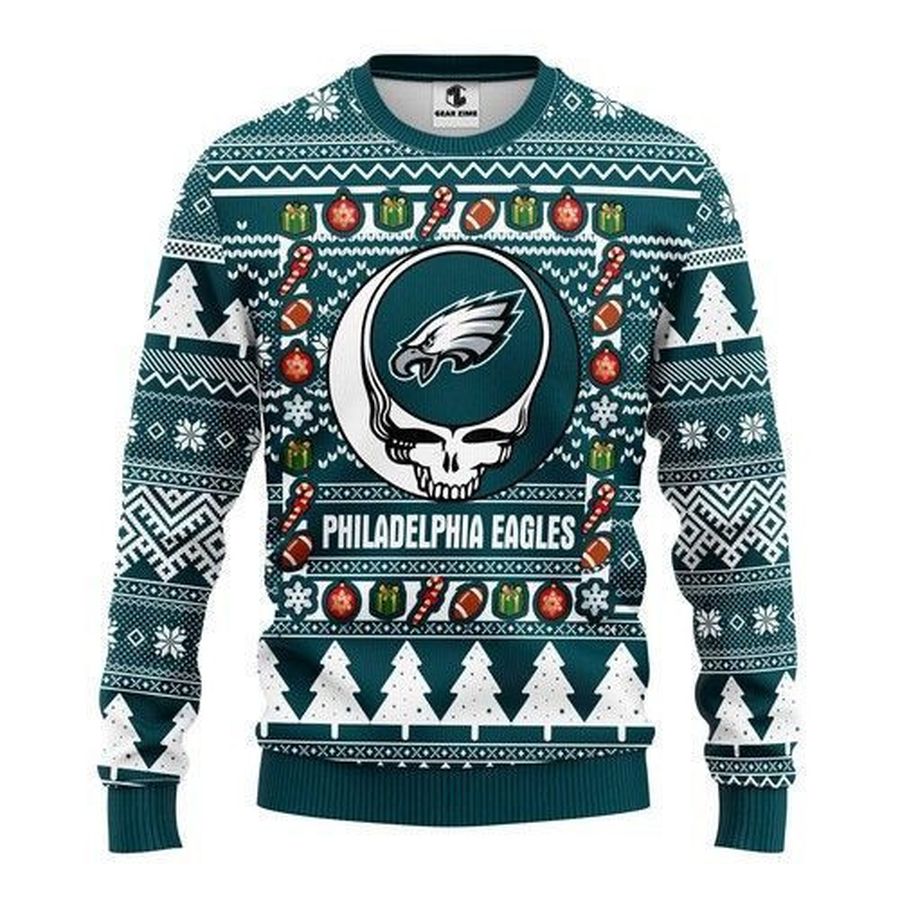 Philadelphia Eagles Grateful Dead Ugly Christmas Sweater All Over Print