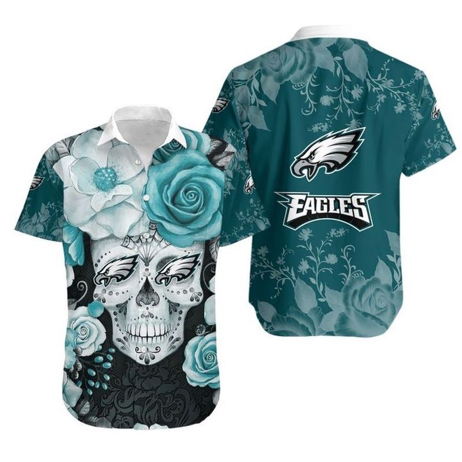 Philadelphia Eagles Skull Gift For Fan Hawaiian Graphic Print Short Sleeve Hawaiian Shirt