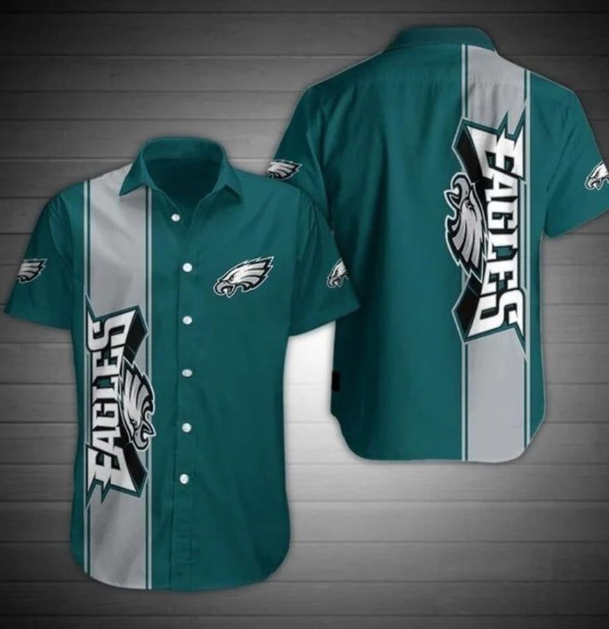 Philadelphia Eagles Team Color Button Graphic Print Short Sleeve Hawaiian Shirt