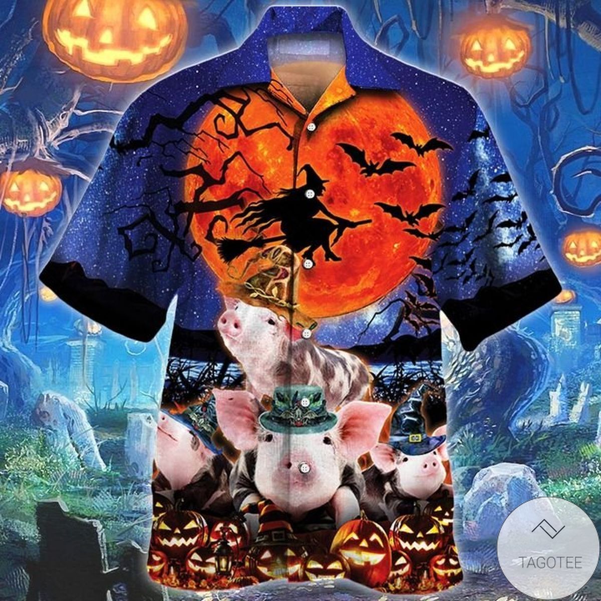 Pig Lovers Halloween Night Hawaiian Shirt