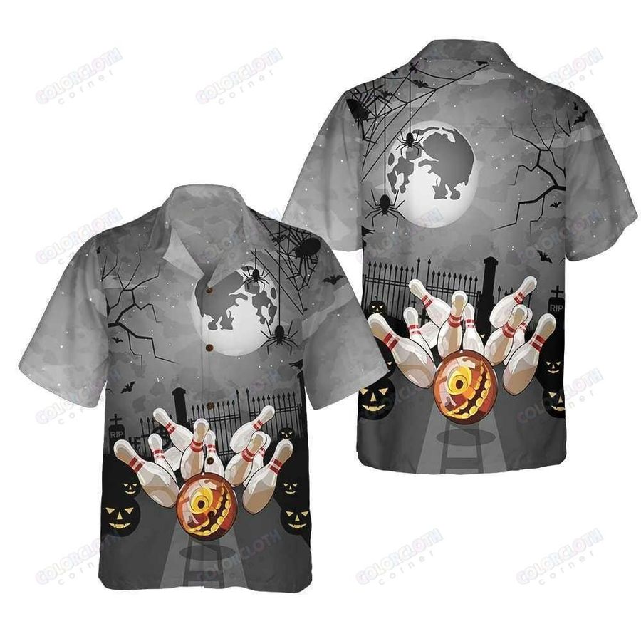 Pin Bowling Halloween Big Moon Hawaiian Shirt