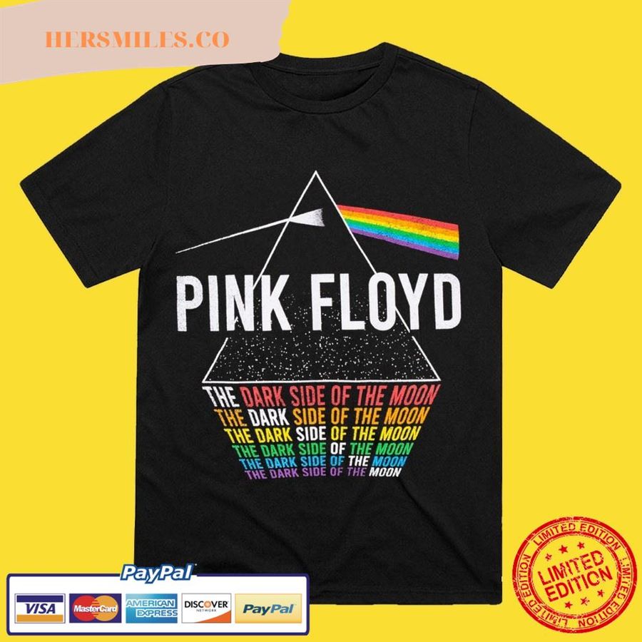 Pink Floyd Dark Side Rainbow Text T-Shirt