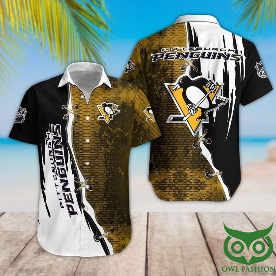 Pittsburgh Penguins Dark Yellow Black Hawaiian Shirt