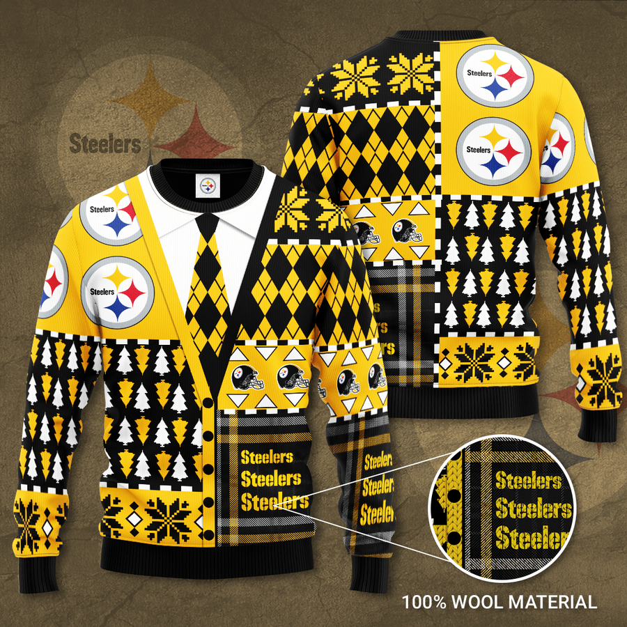 Pittsburgh Steelers gilet caravet Christmas Ugly Sweater.png