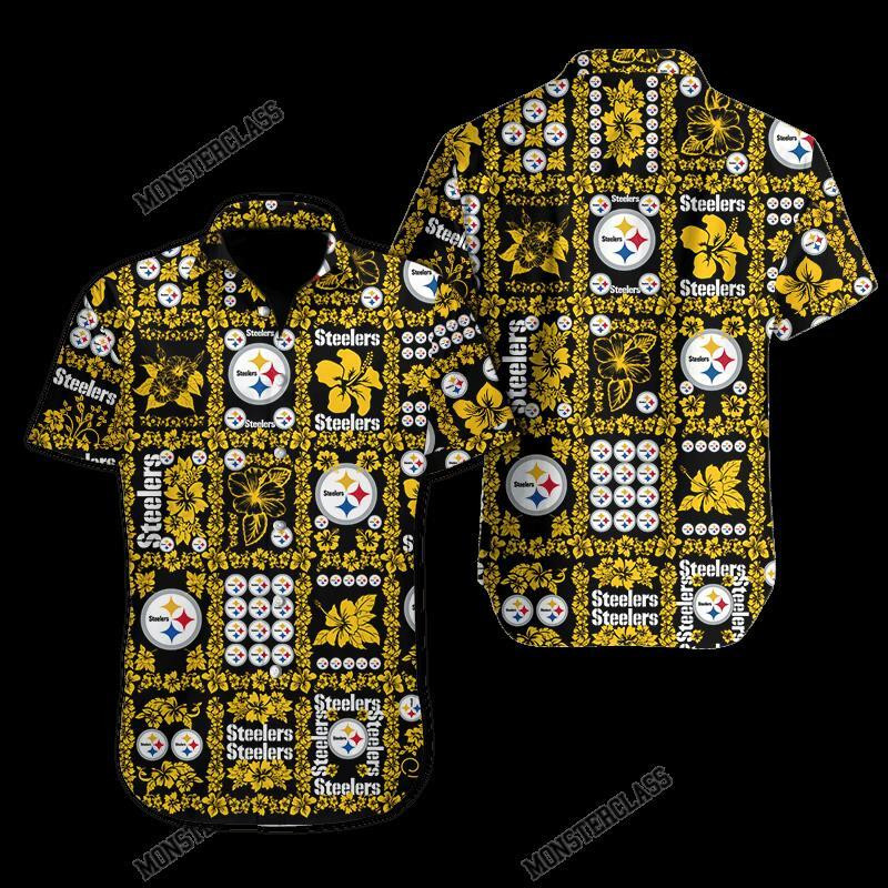 Pittsburgh Steelers Hibiscus Hawaiian Shirt Short