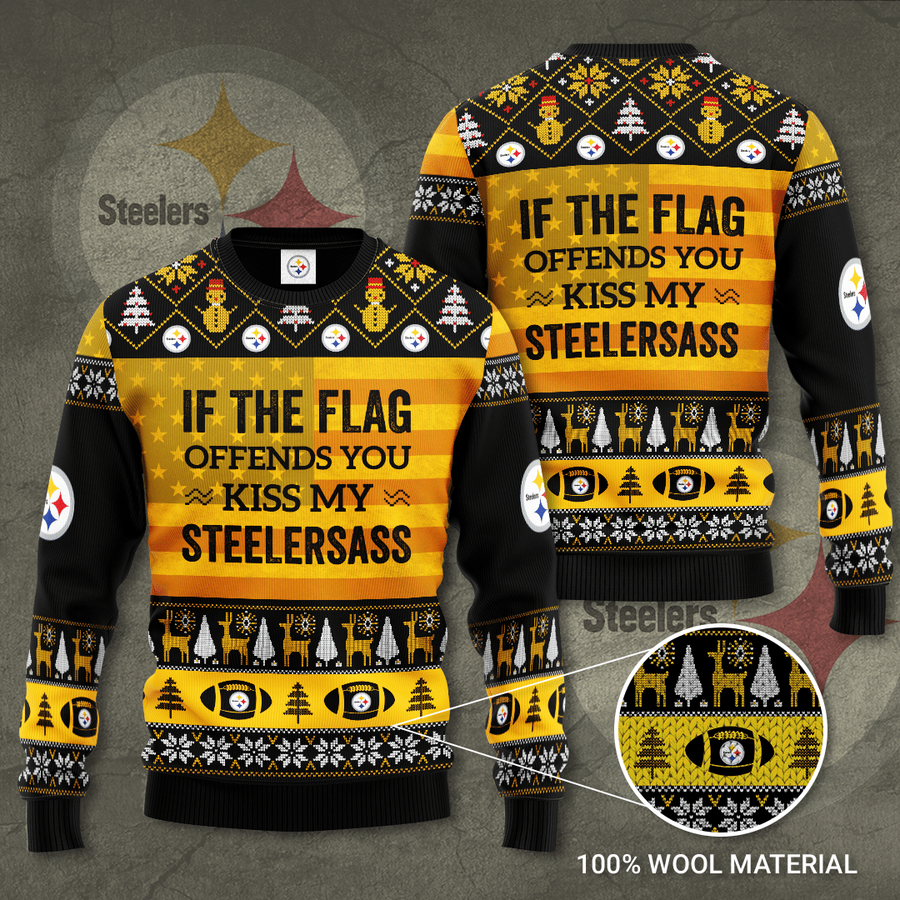 Pittsburgh Steelers If The Flag Offends You Kiss my Steelersass Ugly Sweater.png