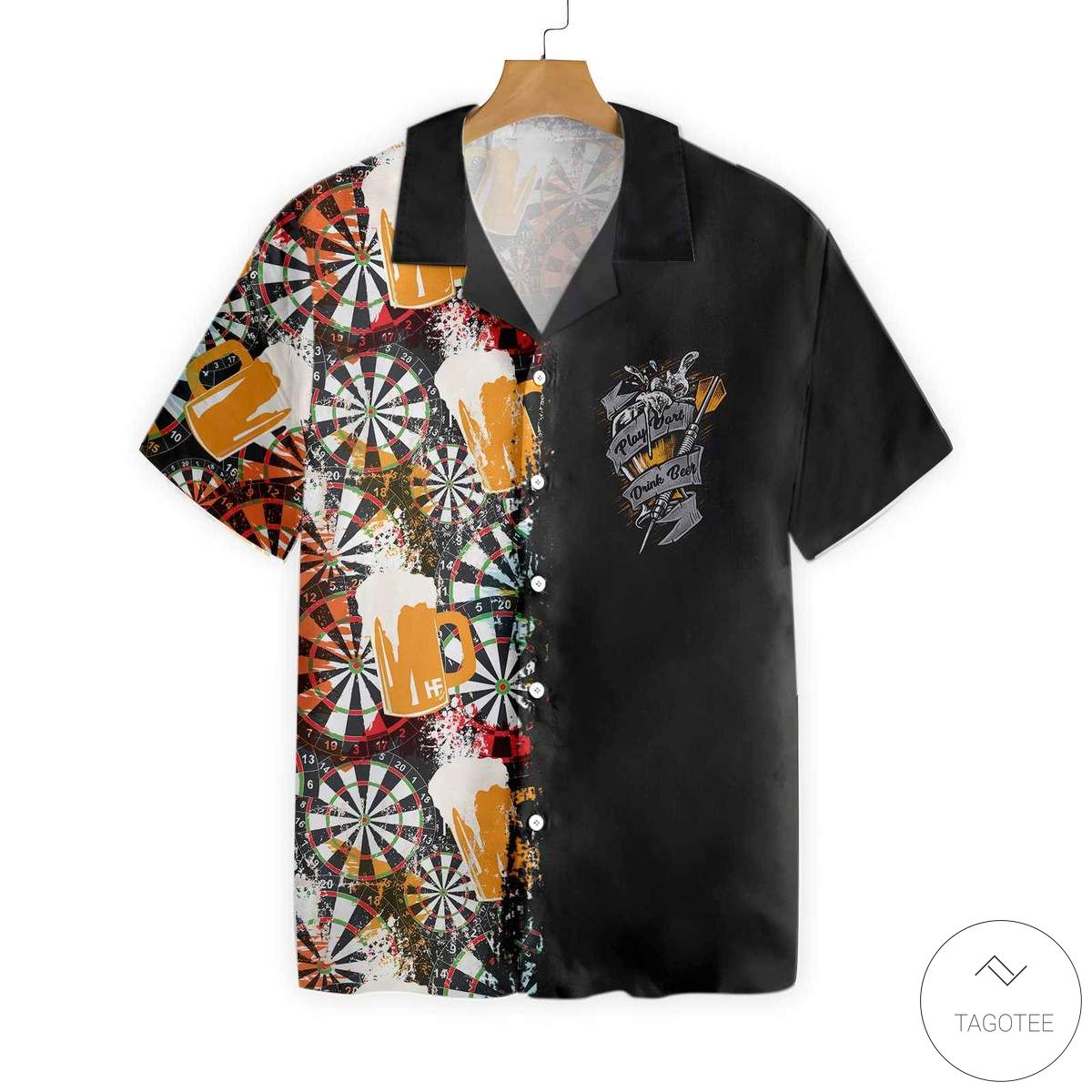 Play Darts And Drink Beer Button Hawaiian Shirt