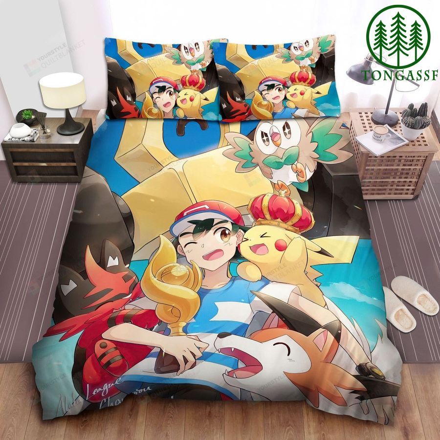 Pokemon Ash Satoshi And Pikachu Duvet Cover Bedding Sets