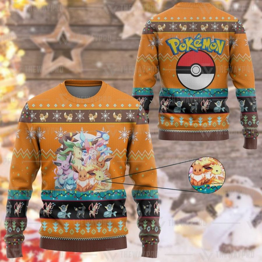 Pokemon Eevee and Eeveelutions Ugly Sweater and Sweatshirt