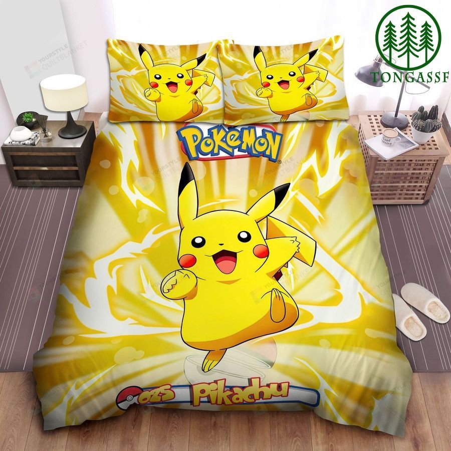 Pokemon Pikachu Getting Out Of Pokeball Duvet Cover Bedding Sets