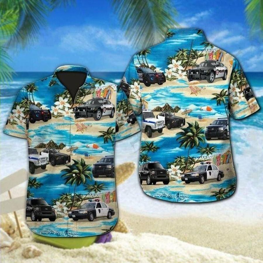 Police Cars Tropical Hawaiian Shirt Pre11391, Hawaiian shirt, beach shorts, One-Piece Swimsuit, Polo shirt, Personalized shirt, funny shirts