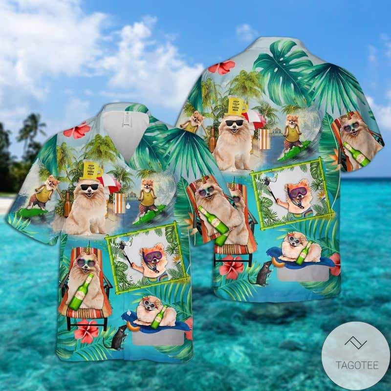 Pomeranian Surfing Hawaiian Shirt