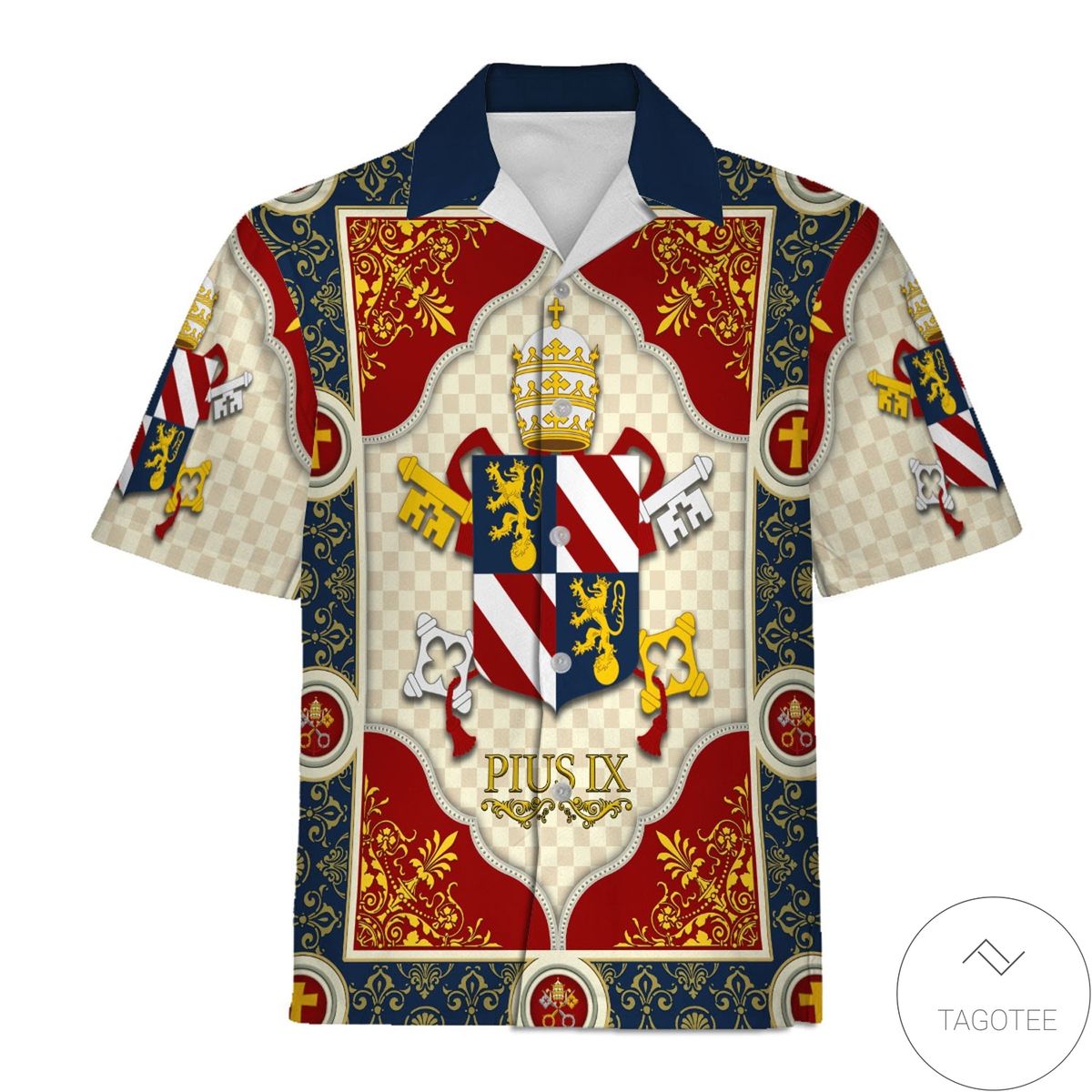 Pope Pius Ix Coat Of Arms Hawaiian Shirt