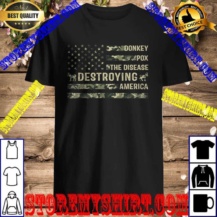 Premium Donkey Pox The Disease Destroying America USA Flag Funny T-Shirt