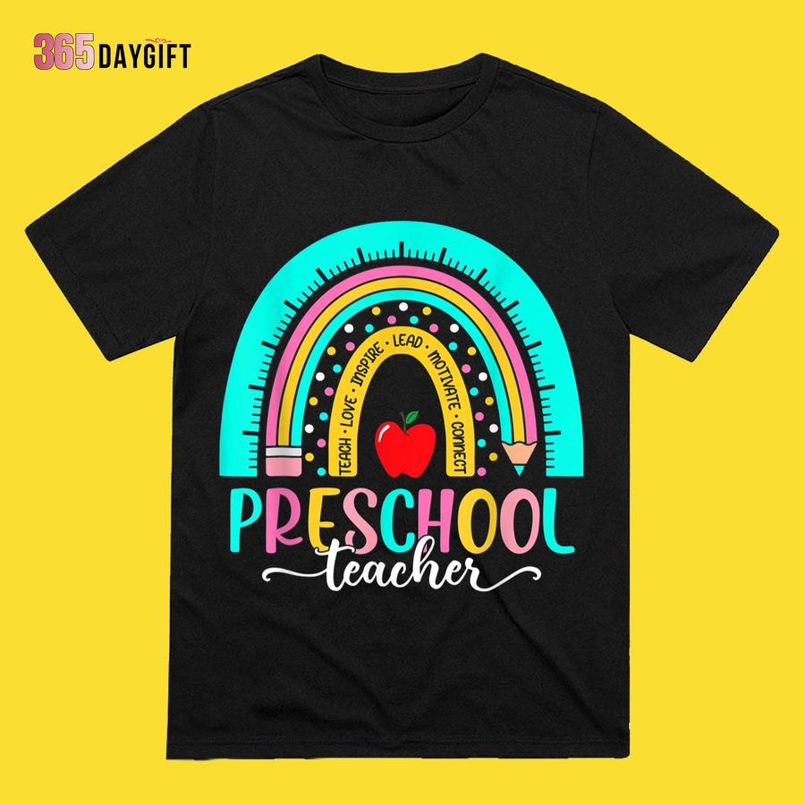 Preschool Teacher Shirts Back To School Leopard Rainbow First Day