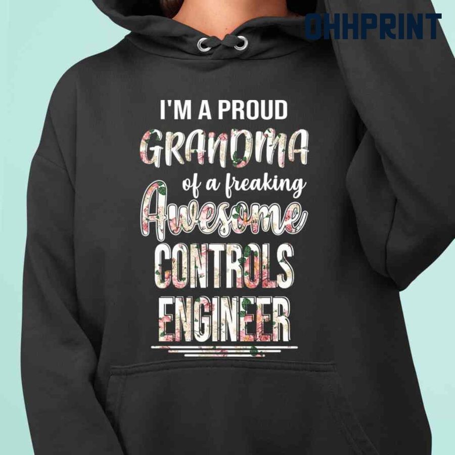 Proud Grandma Of An Awesome Controls Engineer Flower Tshirts Black