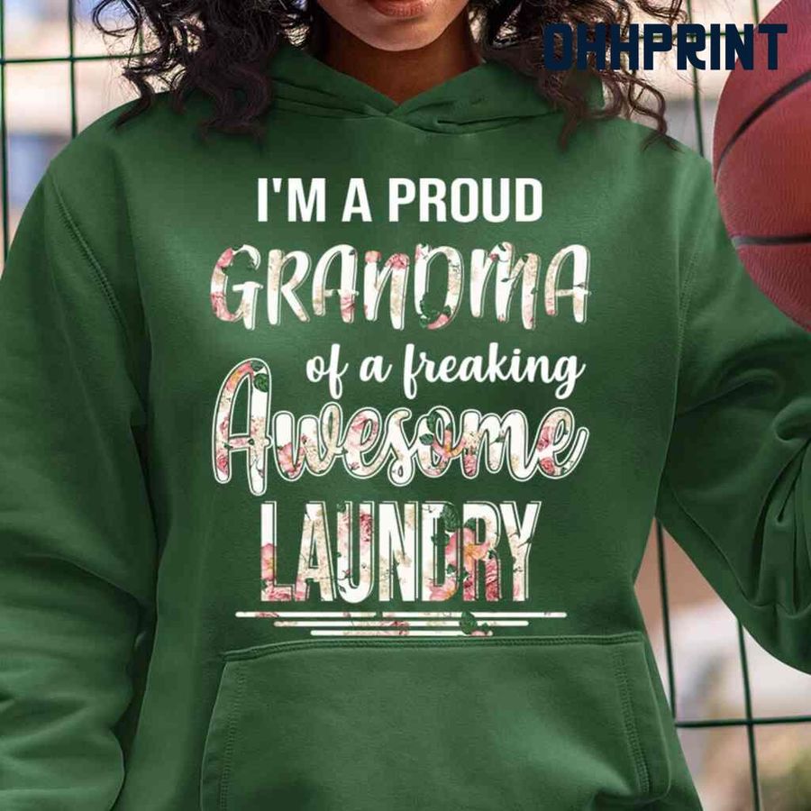 Proud Grandma Of An Awesome Laundry Flower Tshirts Black