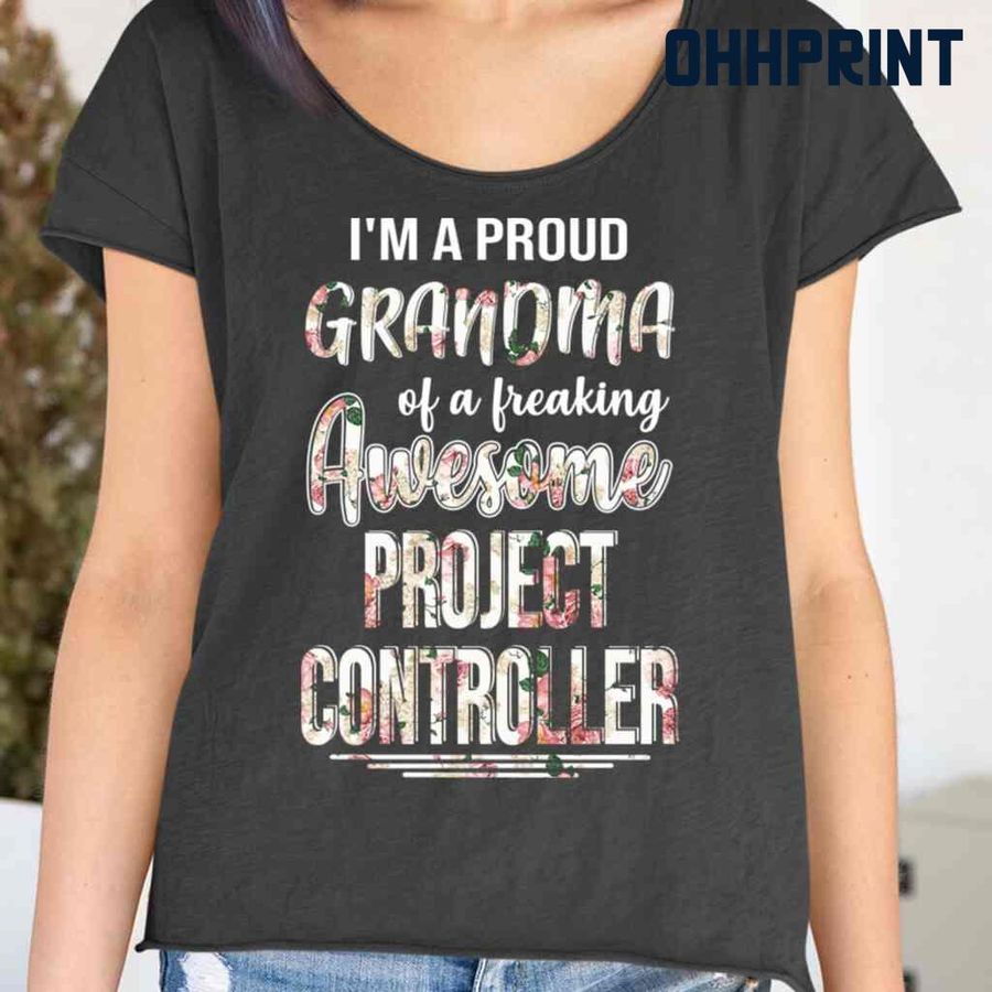Proud Grandma Of An Awesome Project Controller Flower Tshirts Black
