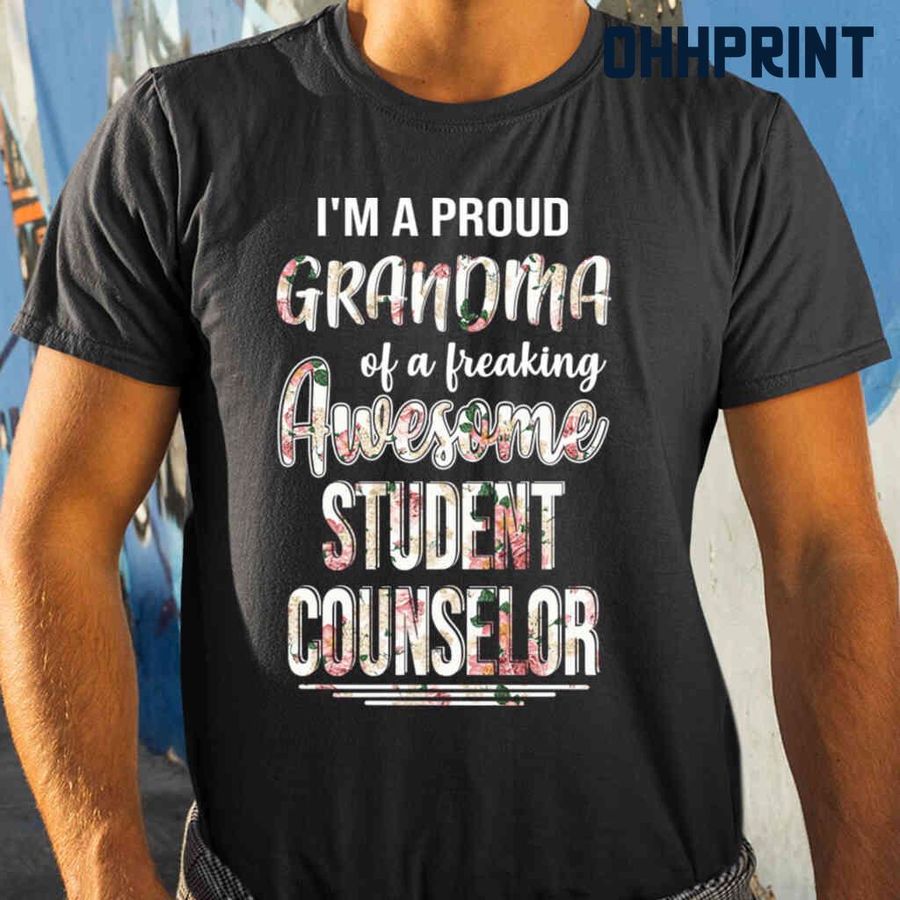 Proud Grandma Of An Awesome Student Counselor Flower Tshirts Black