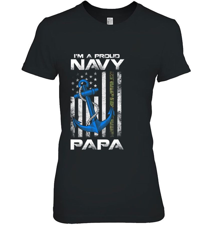 Proud Navy Papa Shirt American Flag Vintage