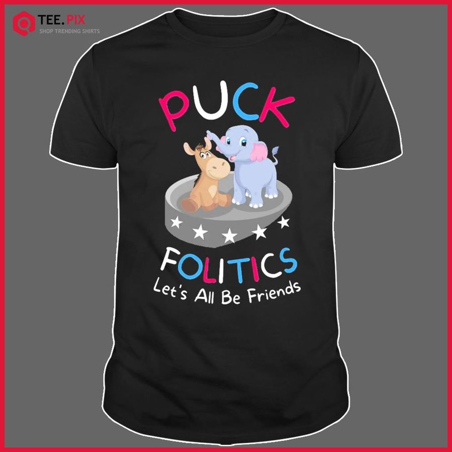 Puck Folitics Funny Politics Cute Donkey Elephant T-Shirt
