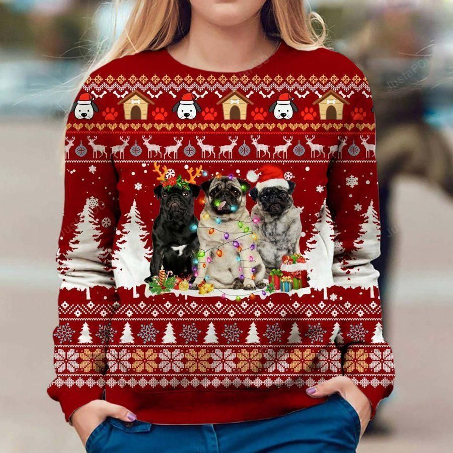 Pug Ugly Christmas Sweater All Over Print Sweatshirt Ugly Sweater