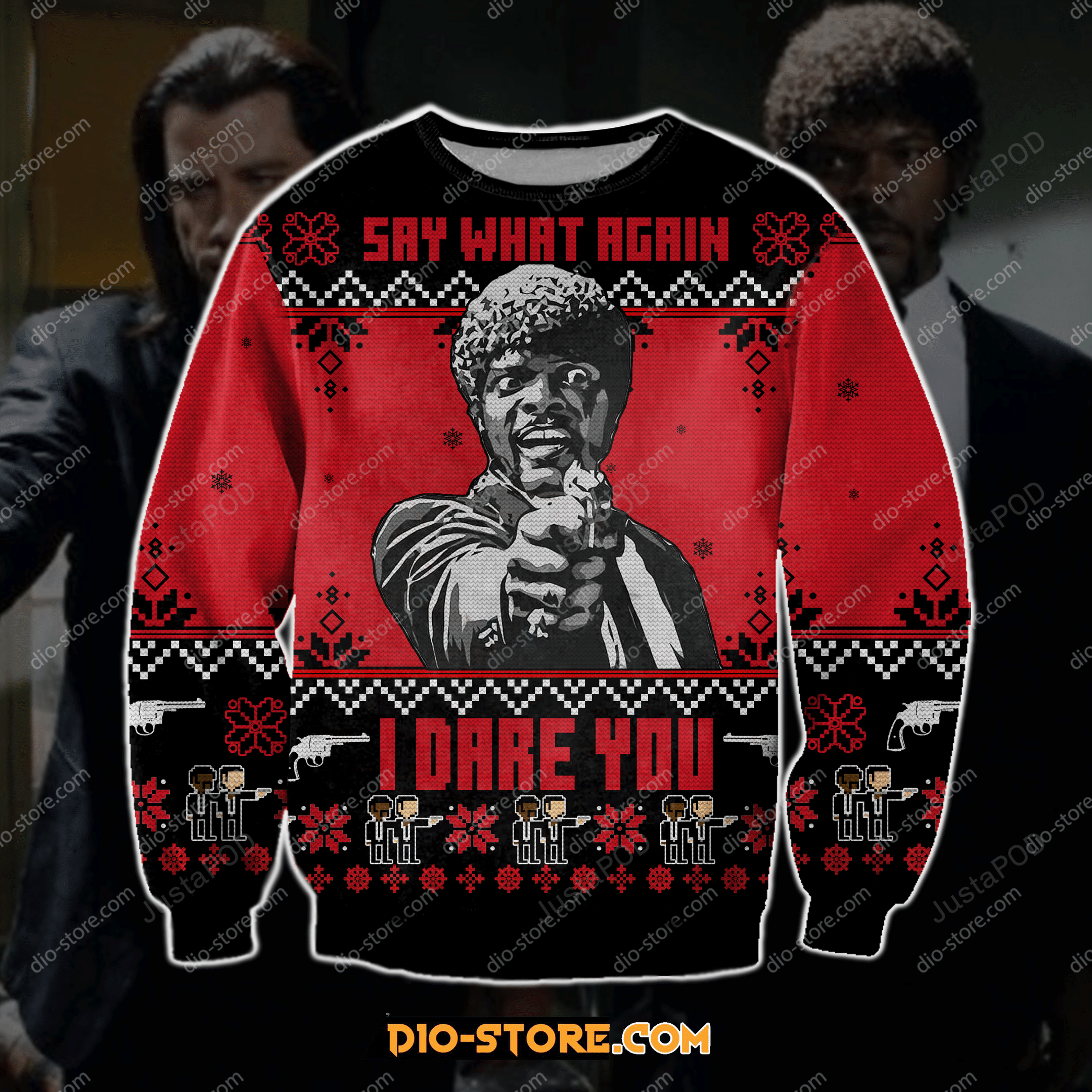 Pulp Fiction Ugly Christmas Sweater All Over Print Sweatshirt Ugly