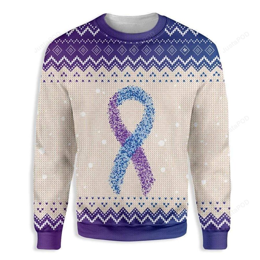 Purple  Blue Ribbon Ugly Christmas Sweater All Over Print