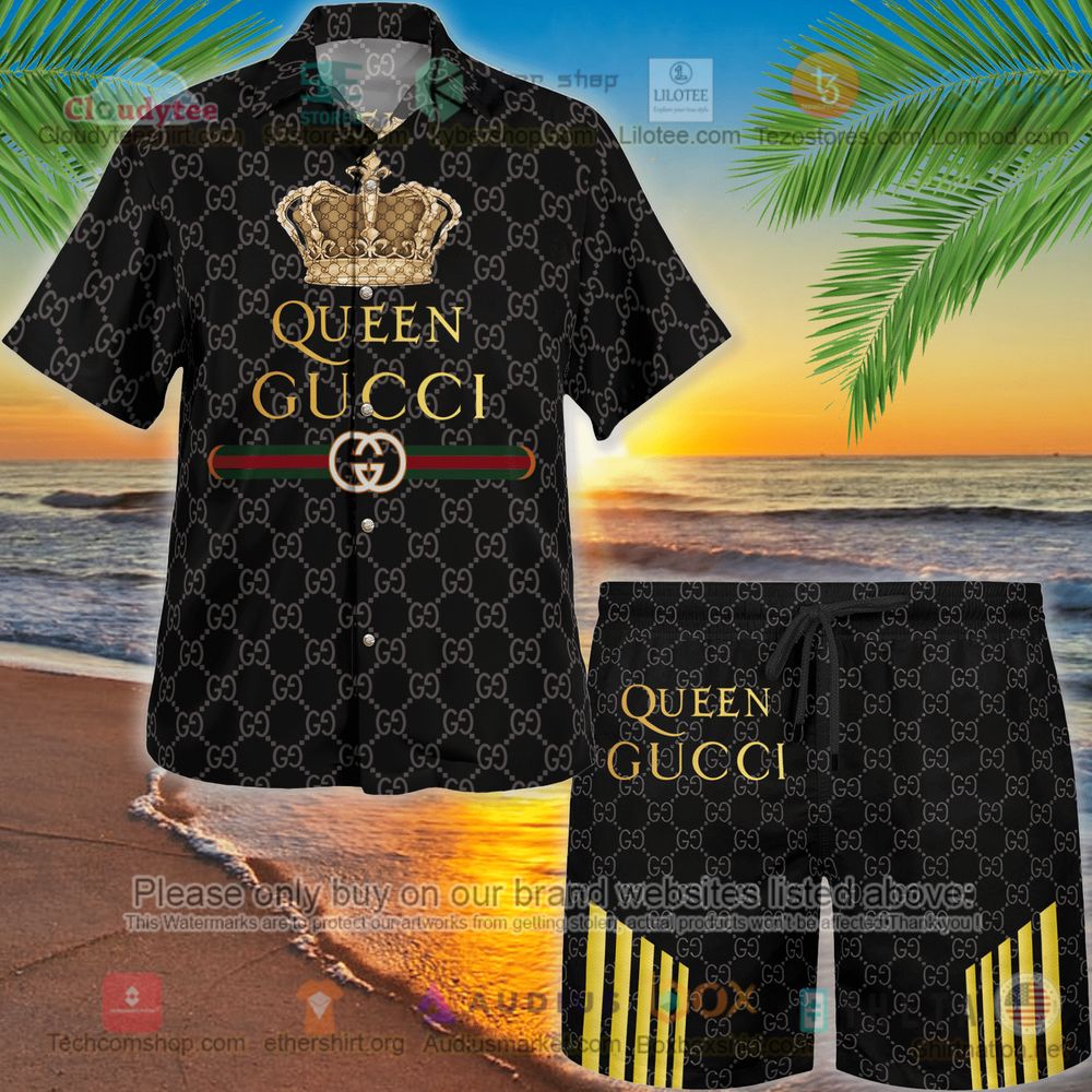 Queen Gucci Black Hawaiian Shirt, Short – LIMITED EDITION