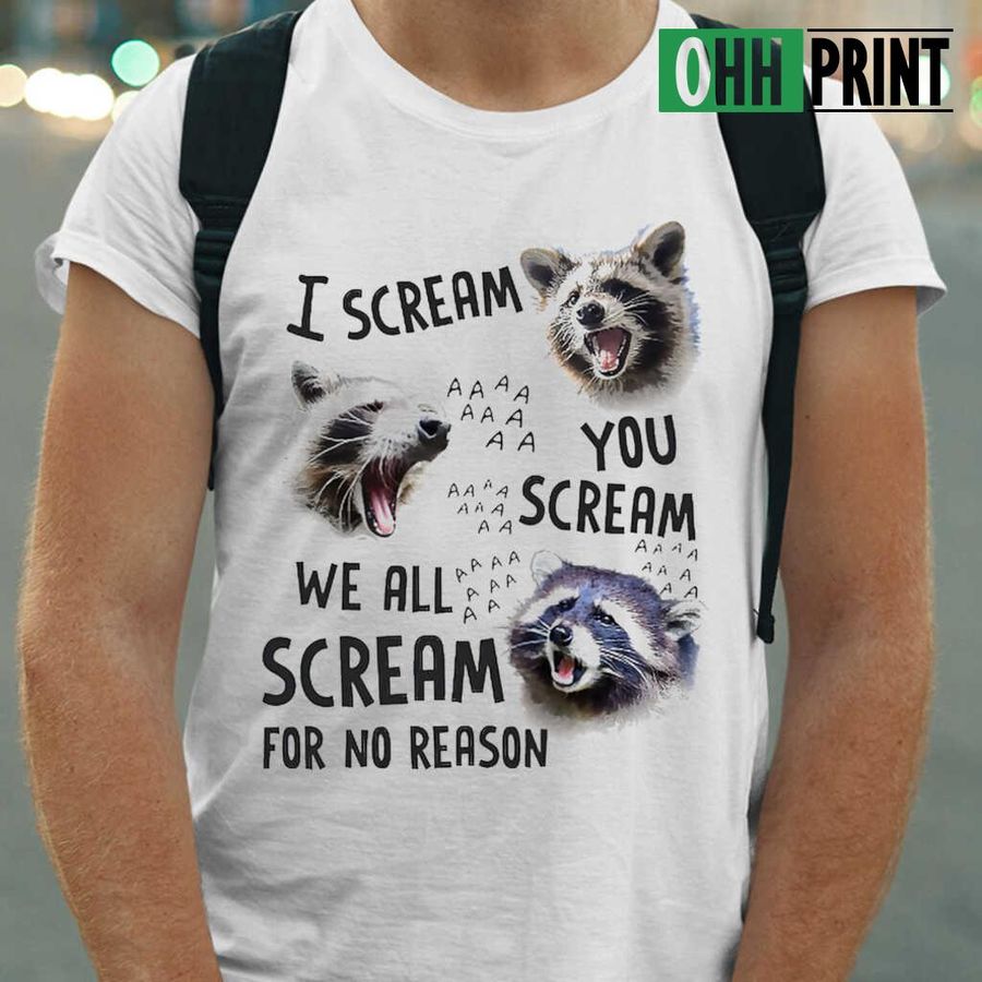 Raccoon We All Scream For No Reason Raccoon Lover T-shirts White