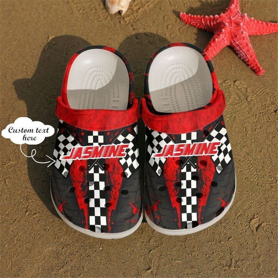 Racing Red Checked Flag Sku 2020 Crocs Clog Shoes