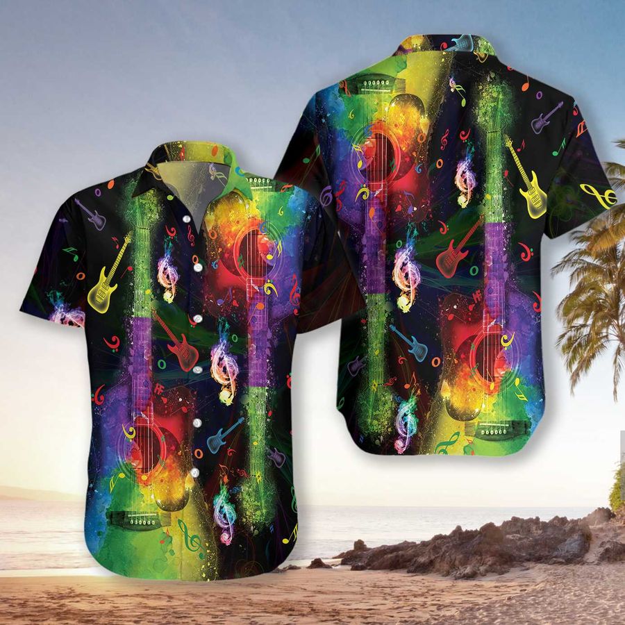 Rainbow Guitars Hawaiian Shirt Pre12433, Hawaiian shirt, beach shorts, One-Piece Swimsuit, Polo shirt, Personalized shirt, funny shirts, gift shirts