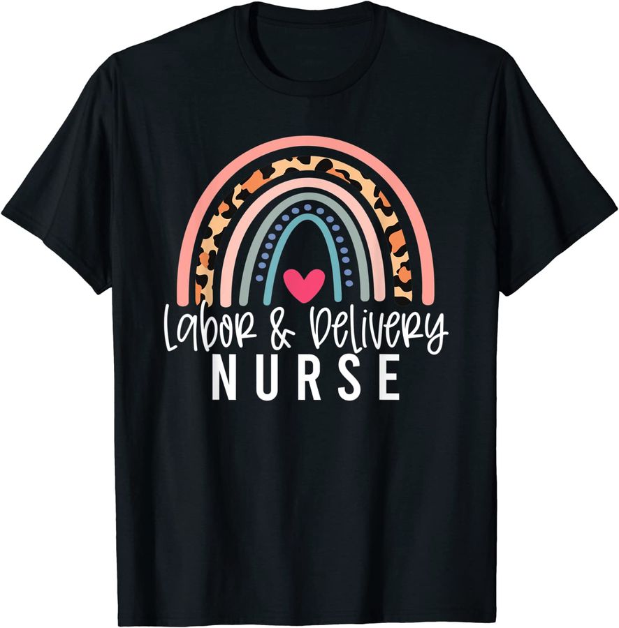 Rainbow Leopard Labor and Delivery Nurse Shirt L&D Nurse