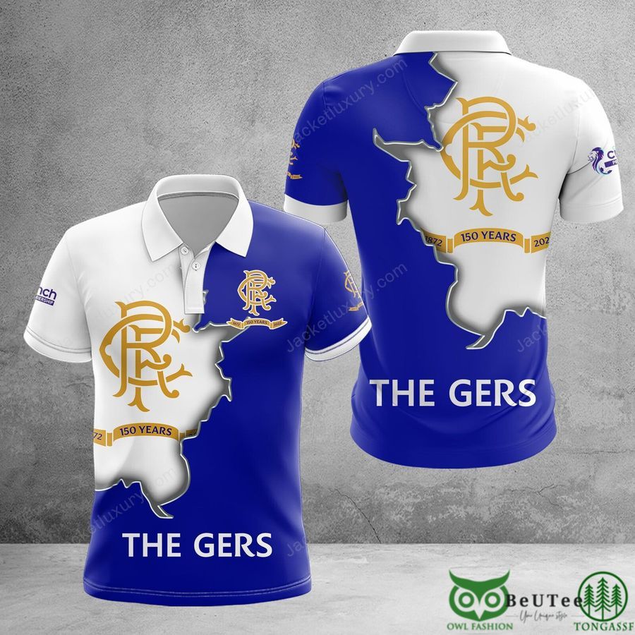 Rangers F.C. The Gers White Blue Map 3D Polo Tshirt Hoodie