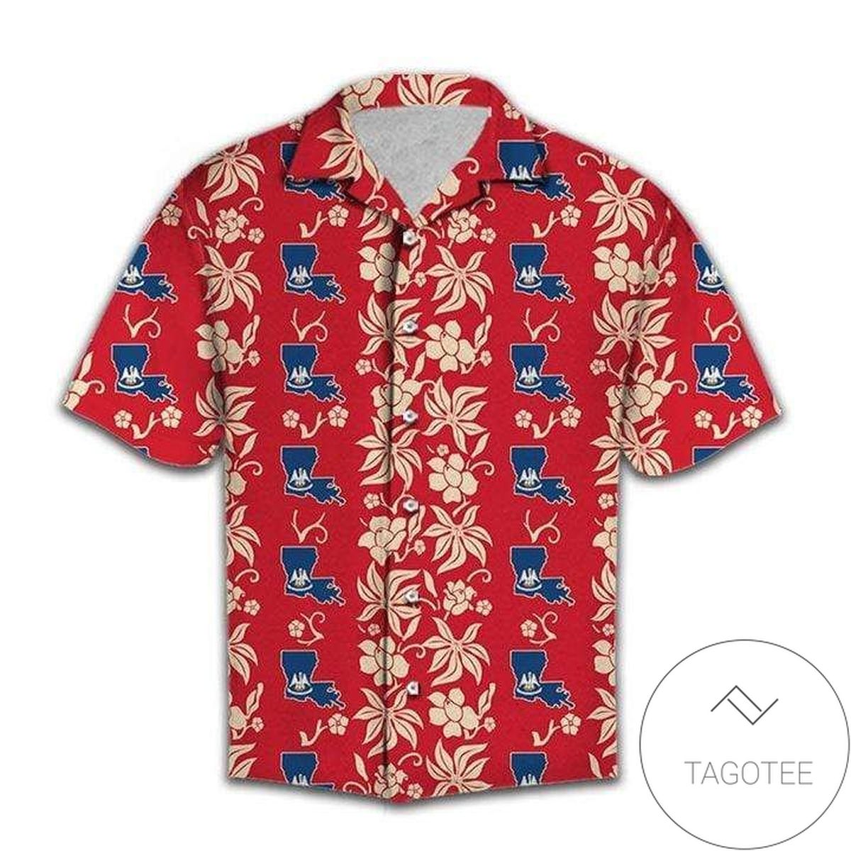 Red Pattern Louisiana Lover Hawaiian Aloha Shirts H