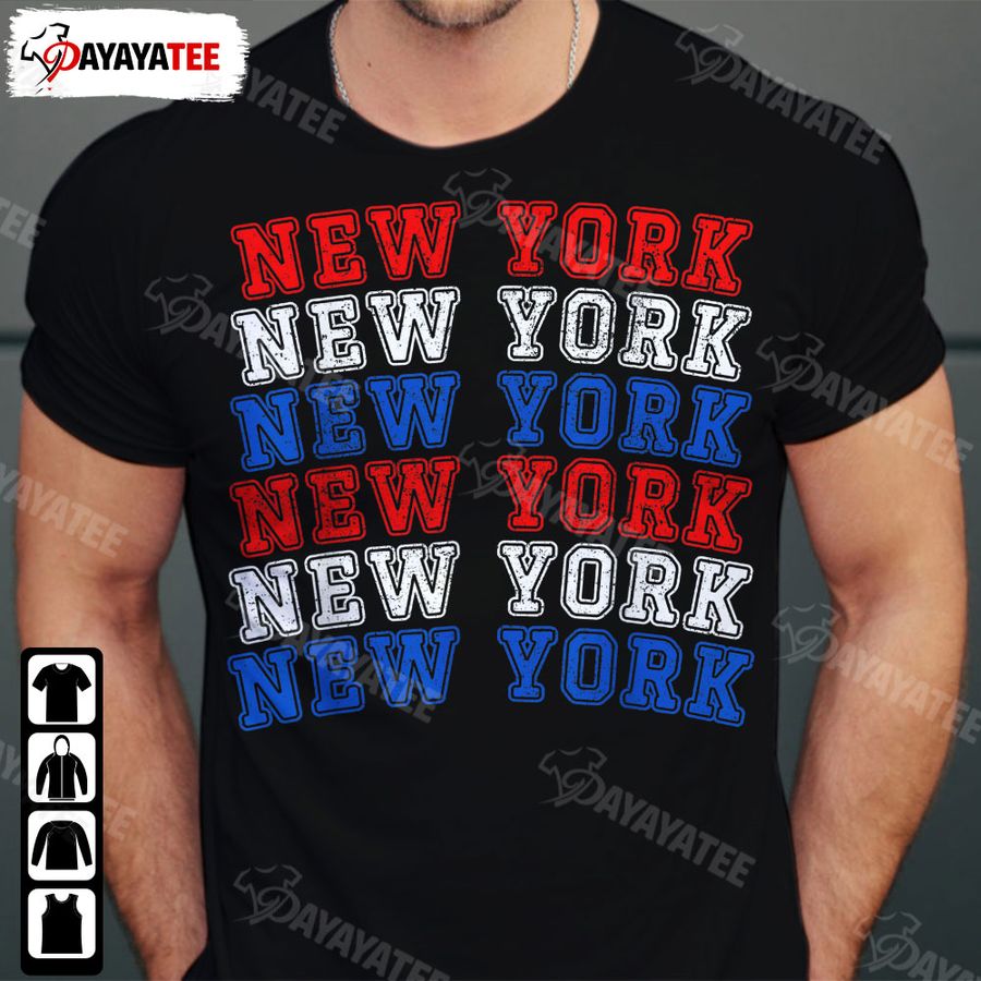Red White Blue New York New York New York 4th of July Flag Shirt