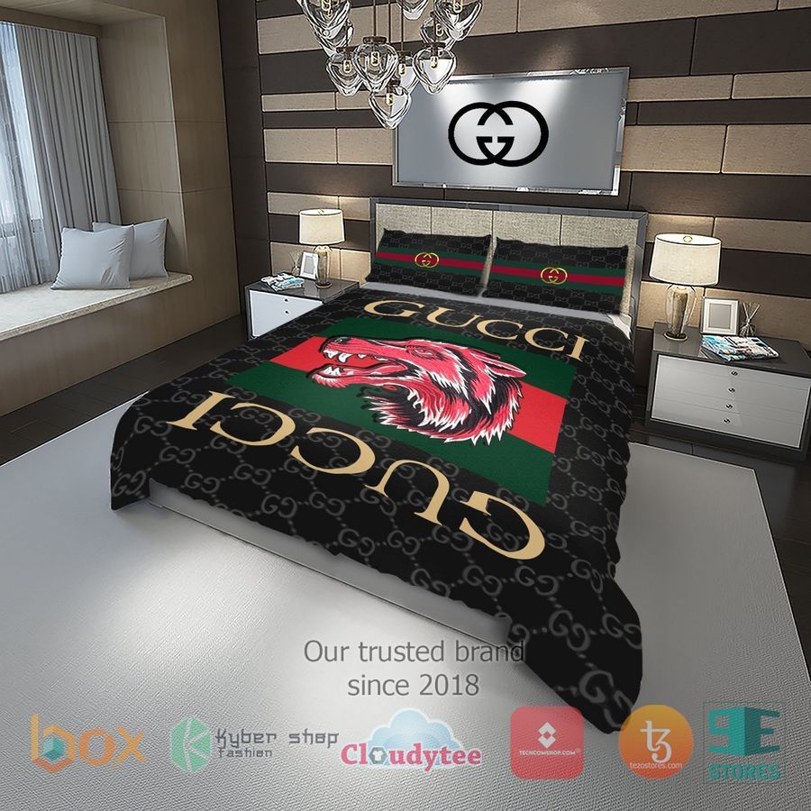 Red Wolf Gucci black pattern Bedding Set – LIMITED EDITION
