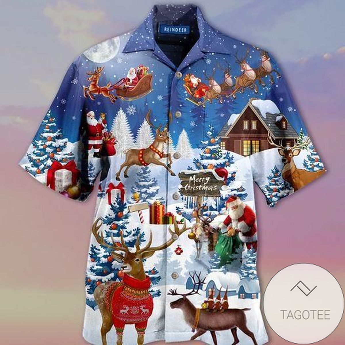 Reindeer With Santa Claus Merry Christmas Authentic Hawaiian Shirt 2022s 101220dh